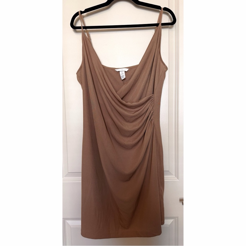 H&M Beige(Brown) Draped Dress, size L